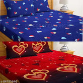 Microfiber king size 3D printed flat sheets, ideal for double bed with 4 pillow covers for adults, 140 thread count